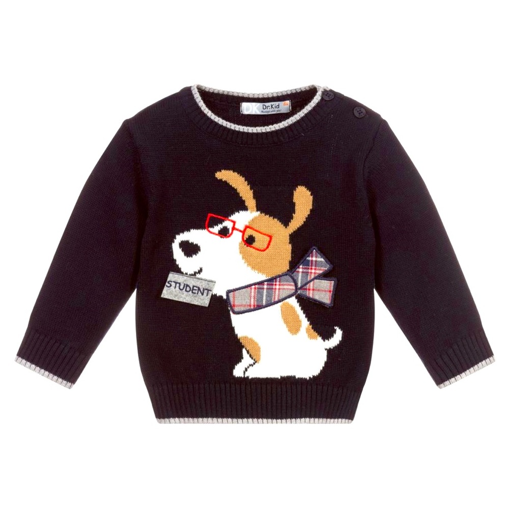 European blue knit cotton sweate